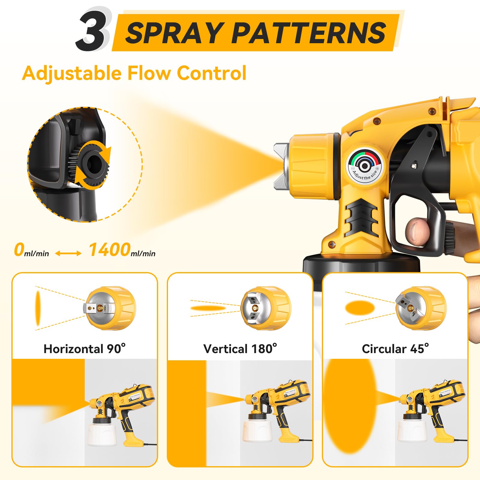 Cosyjazz sprayer offers three spray patterns for versatile furniture and walls.