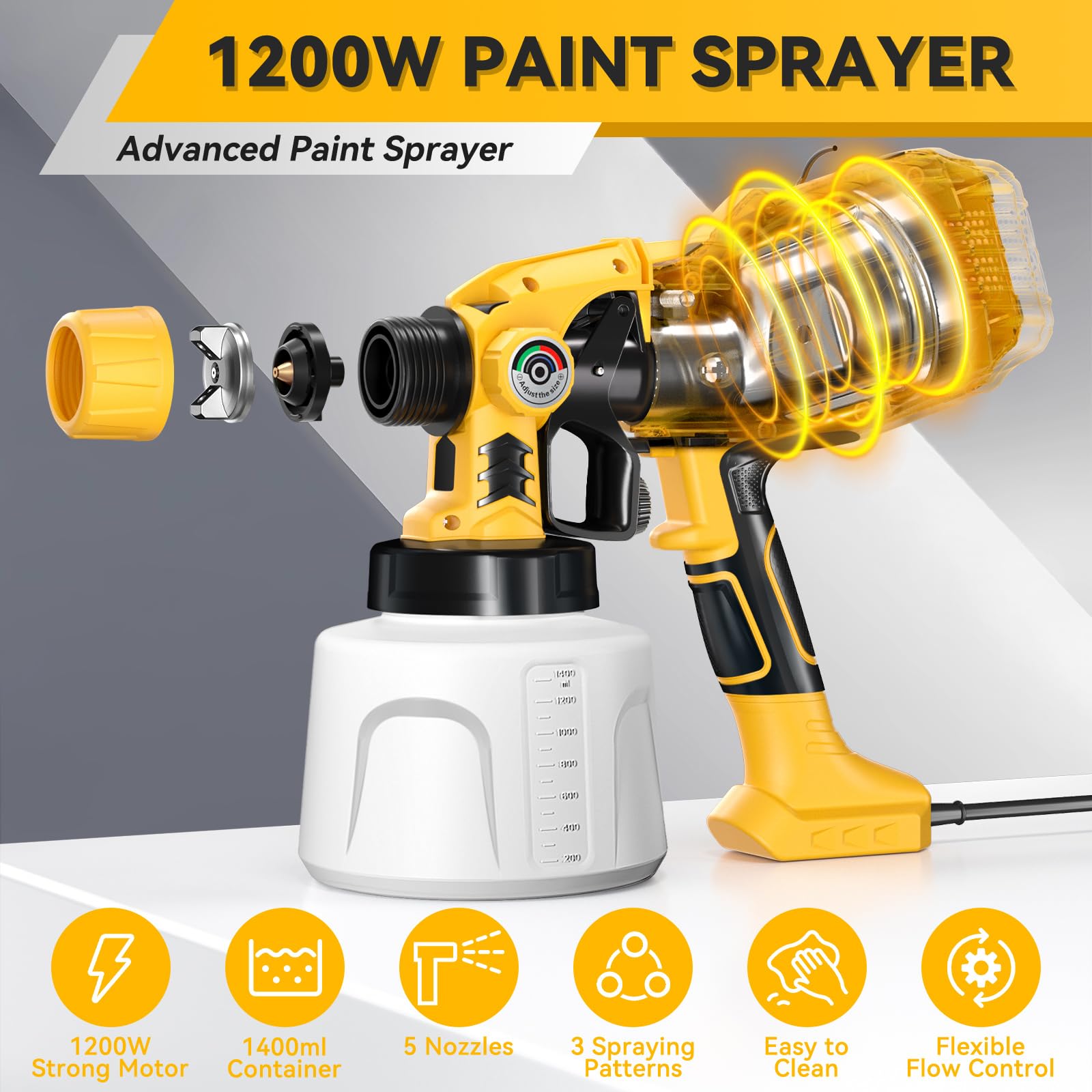 Cosyjazz spray gun showing five brass nozzles for detailed to broad painting tasks.