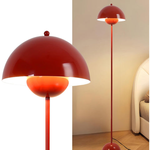 COSYLUX dark-red metal shade lamp delivering warm ambient glow for living rooms.