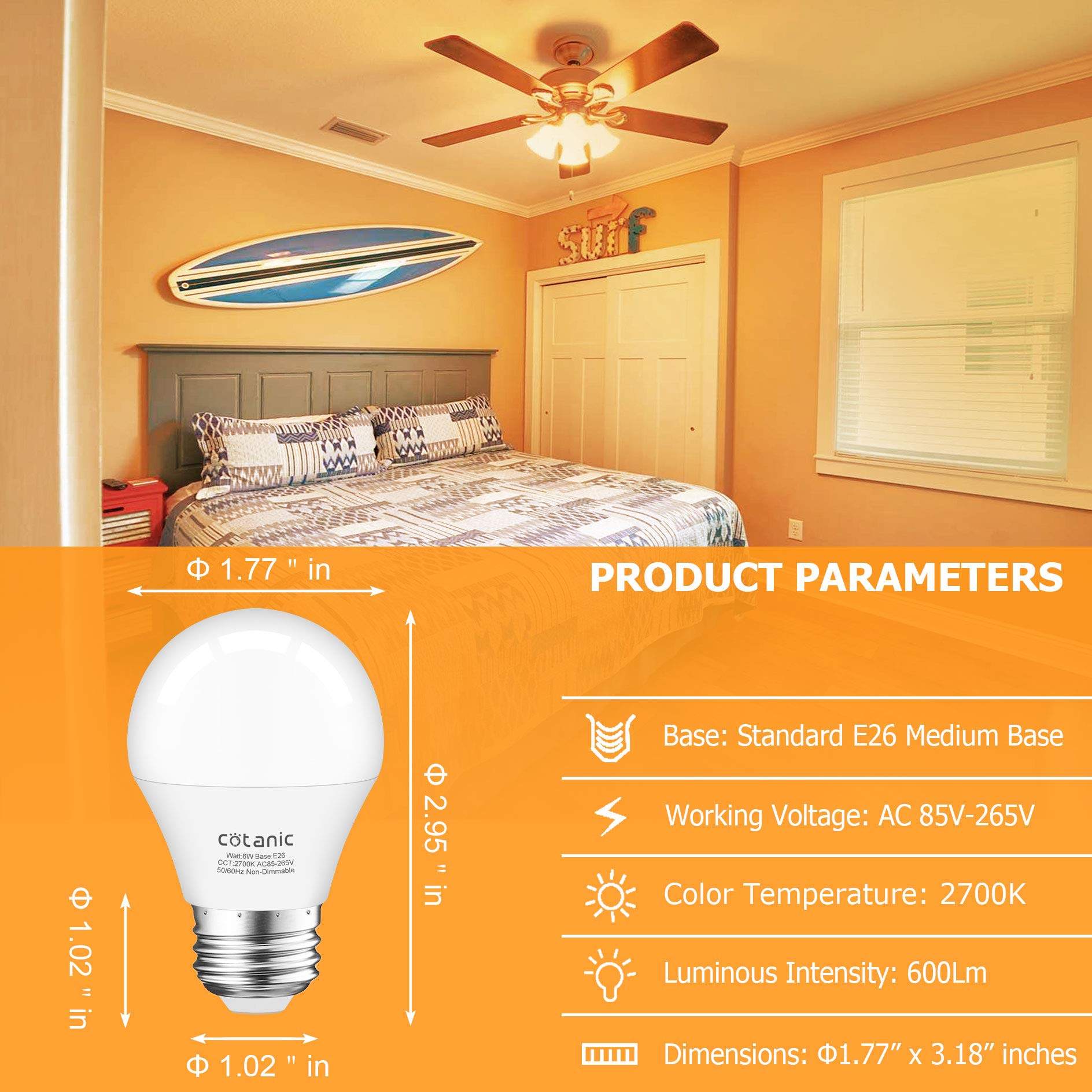 Cotanic flicker-free LED bulb reduces eye strain during long use