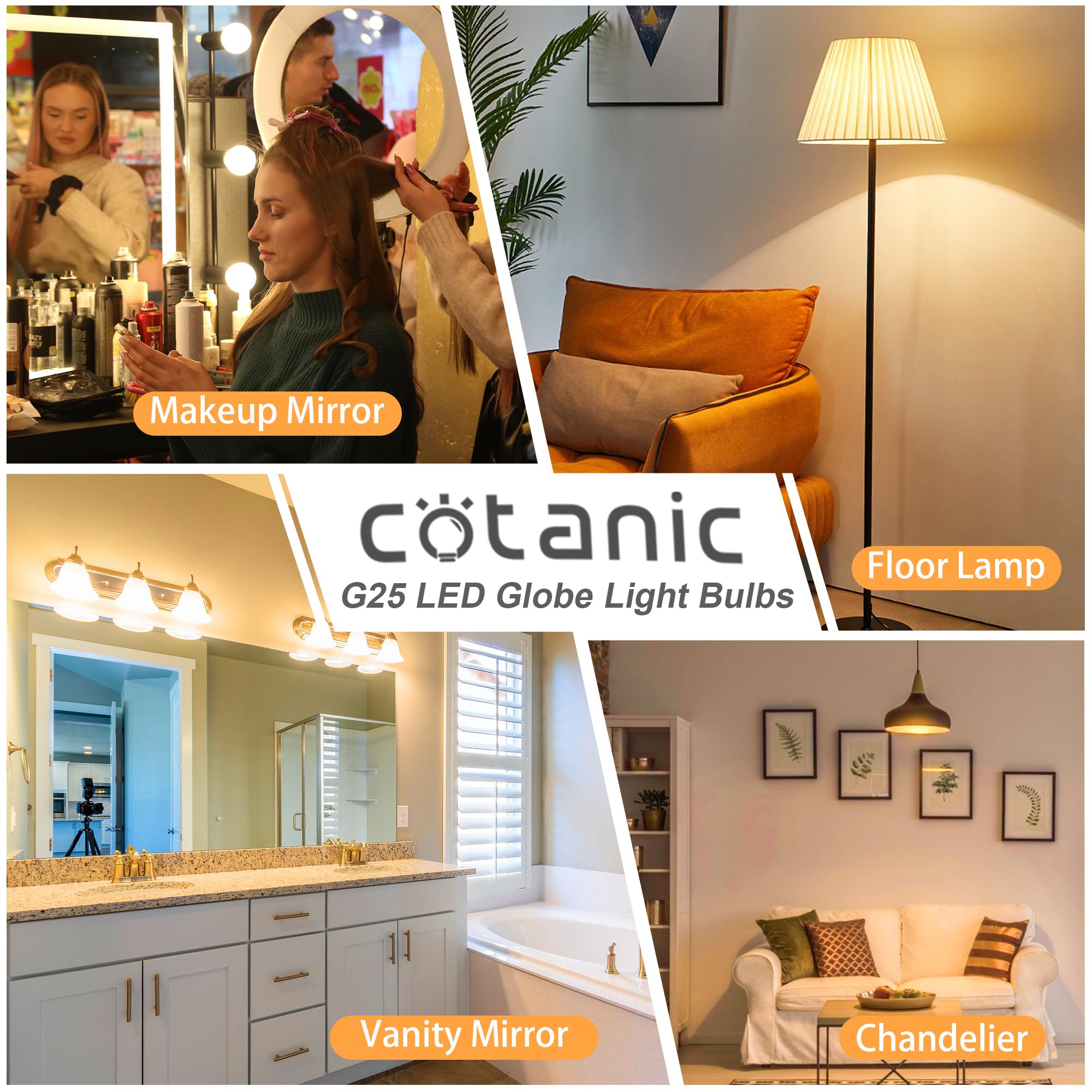 Cotanic non-dimmable globe bulb for consistent lighting in spaces
