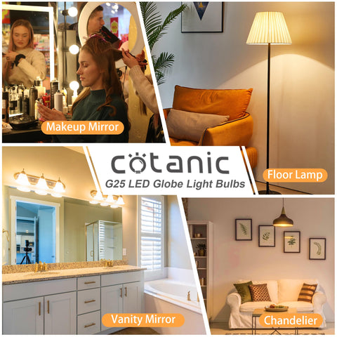 Cotanic non-dimmable globe bulb for consistent lighting in spaces