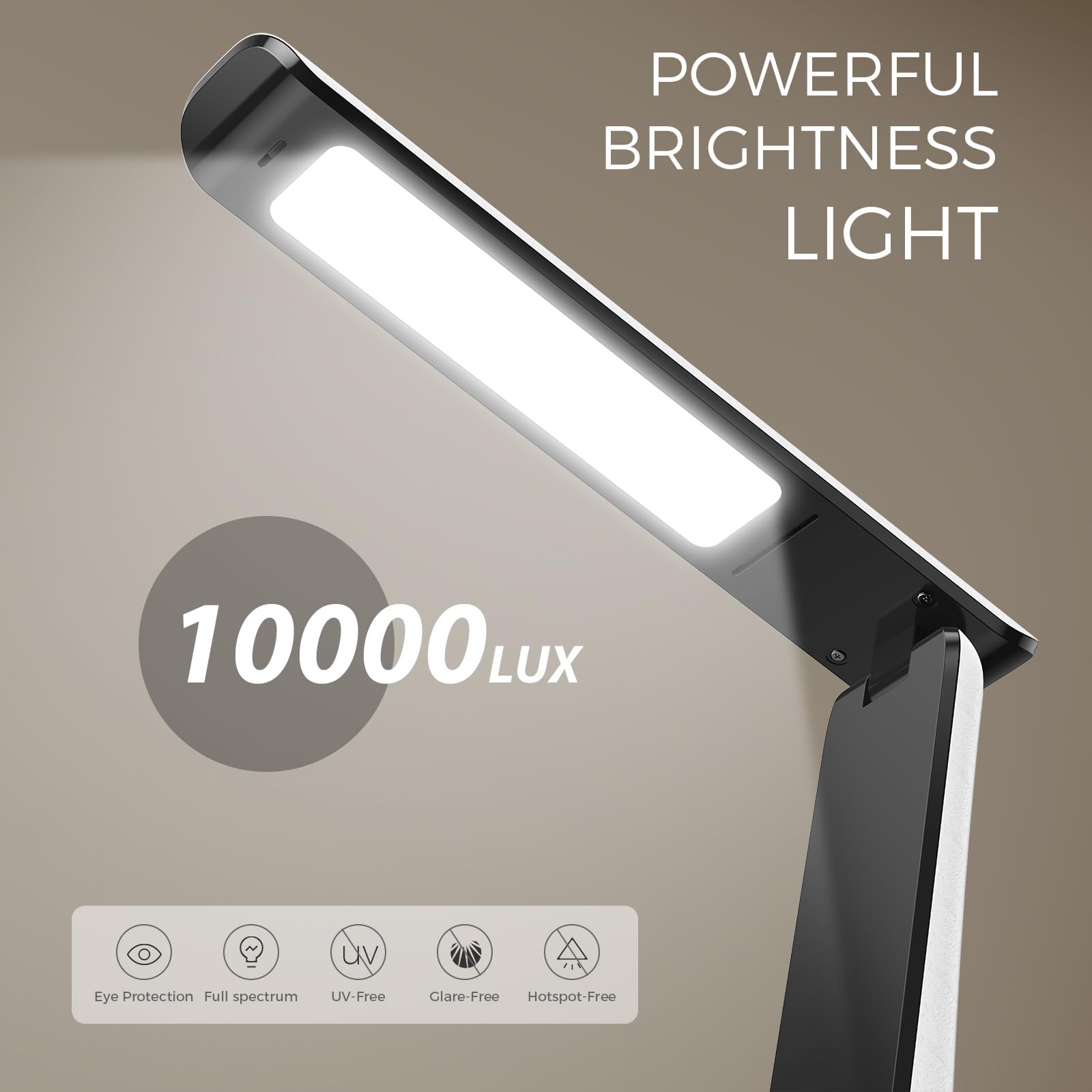 Cotlike Light Therapy Lamp back panel shows warm 3000K night light for cozy evenings.