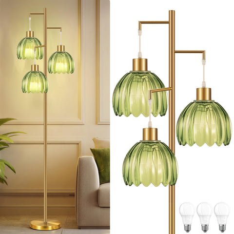 COTTHOS gold floor lamp with three-light base brightens living rooms
