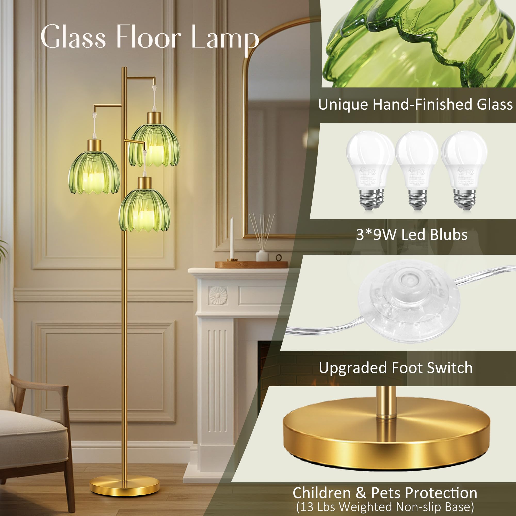 COTTHOS included LED bulbs deliver 800 lumens of warm white light