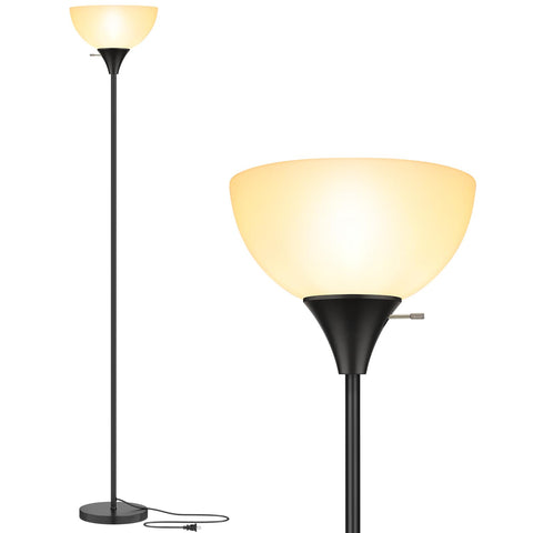 Coucrek floor lamp base and shade provide soft ambient lighting for the living room.