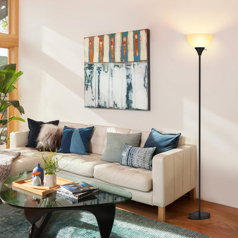Coucrek floor lamp features black metal poles for a sleek contemporary look.