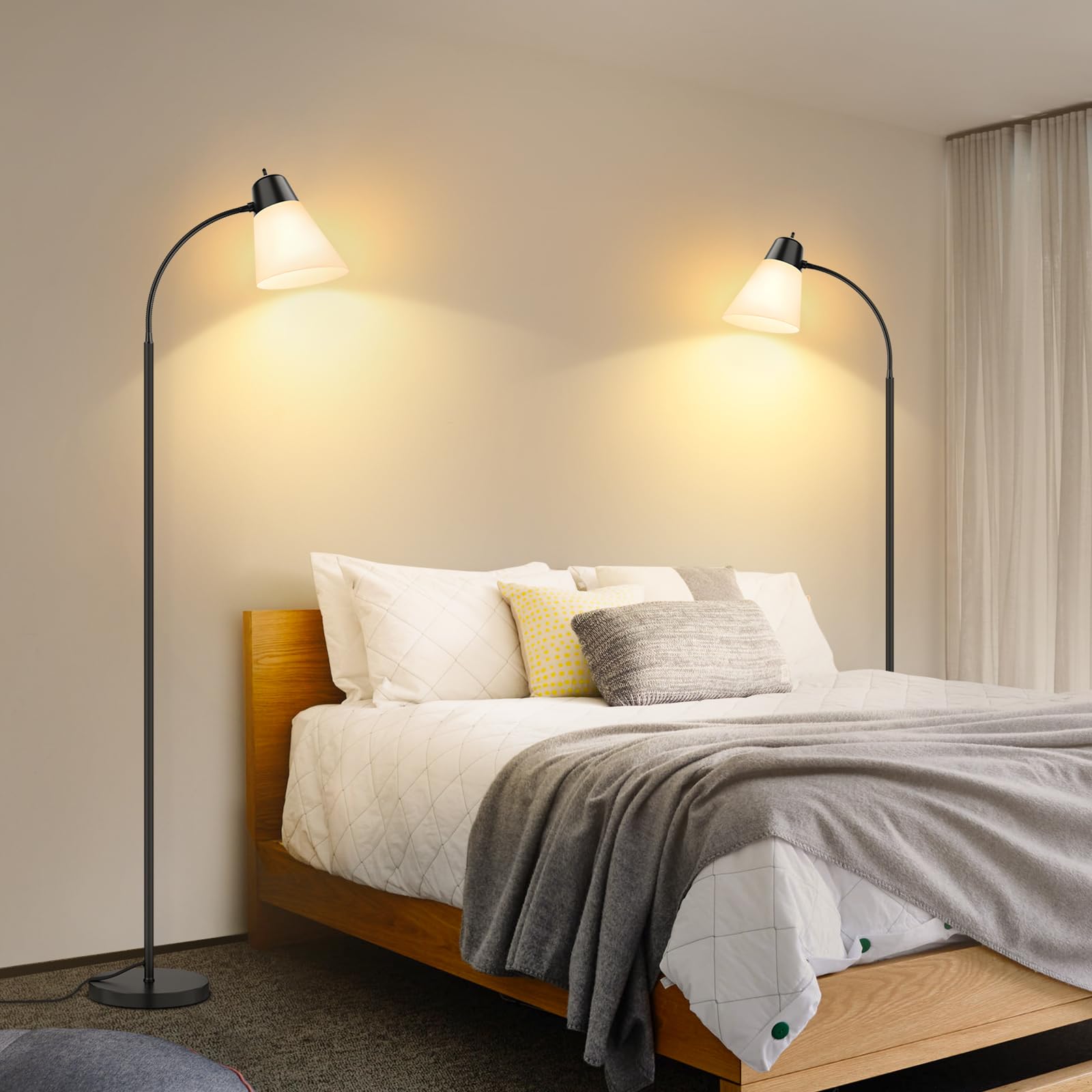 Coucrek floor lamp slim stand design fits tight corners