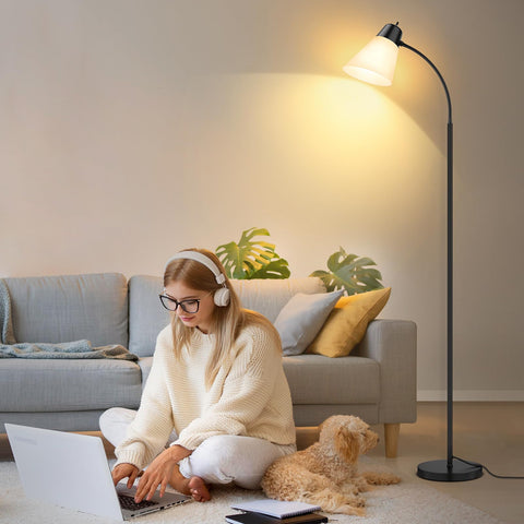 Coucrek floor lamp creates living room ambience with balanced light
