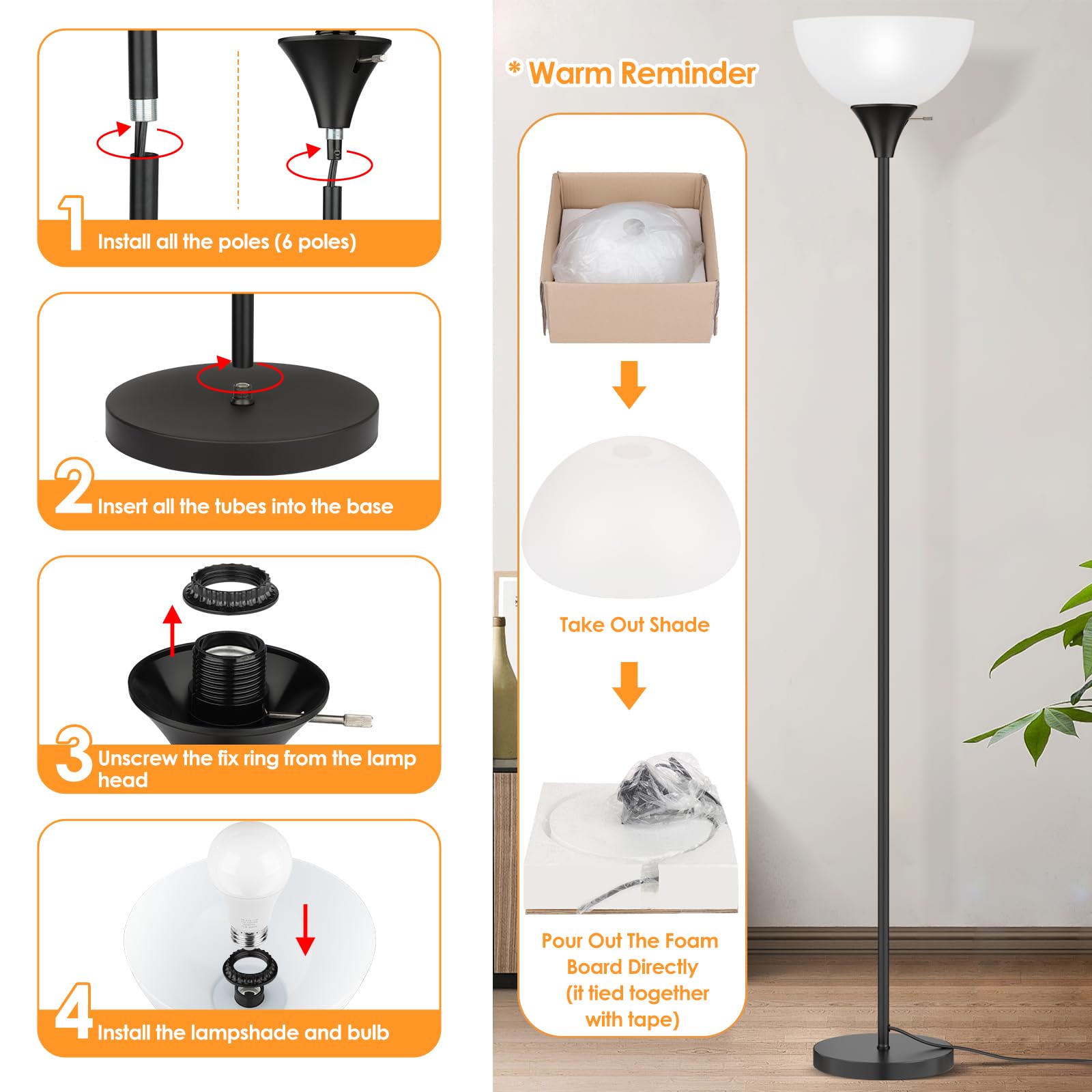 Coucrek floor lamp in a living room setup adds modern ambience.
