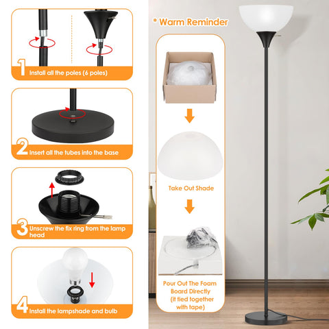 Coucrek floor lamp in a living room setup adds modern ambience.