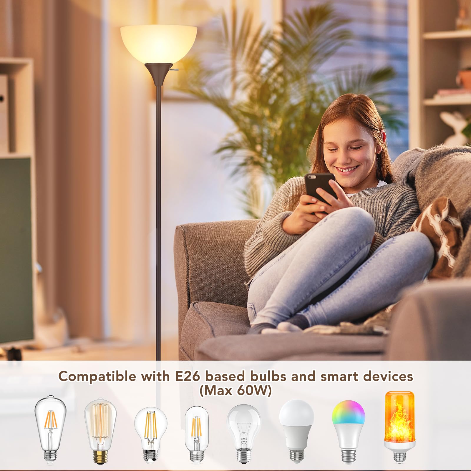 Coucrek floor lamp rotary switch enables quick on/off control