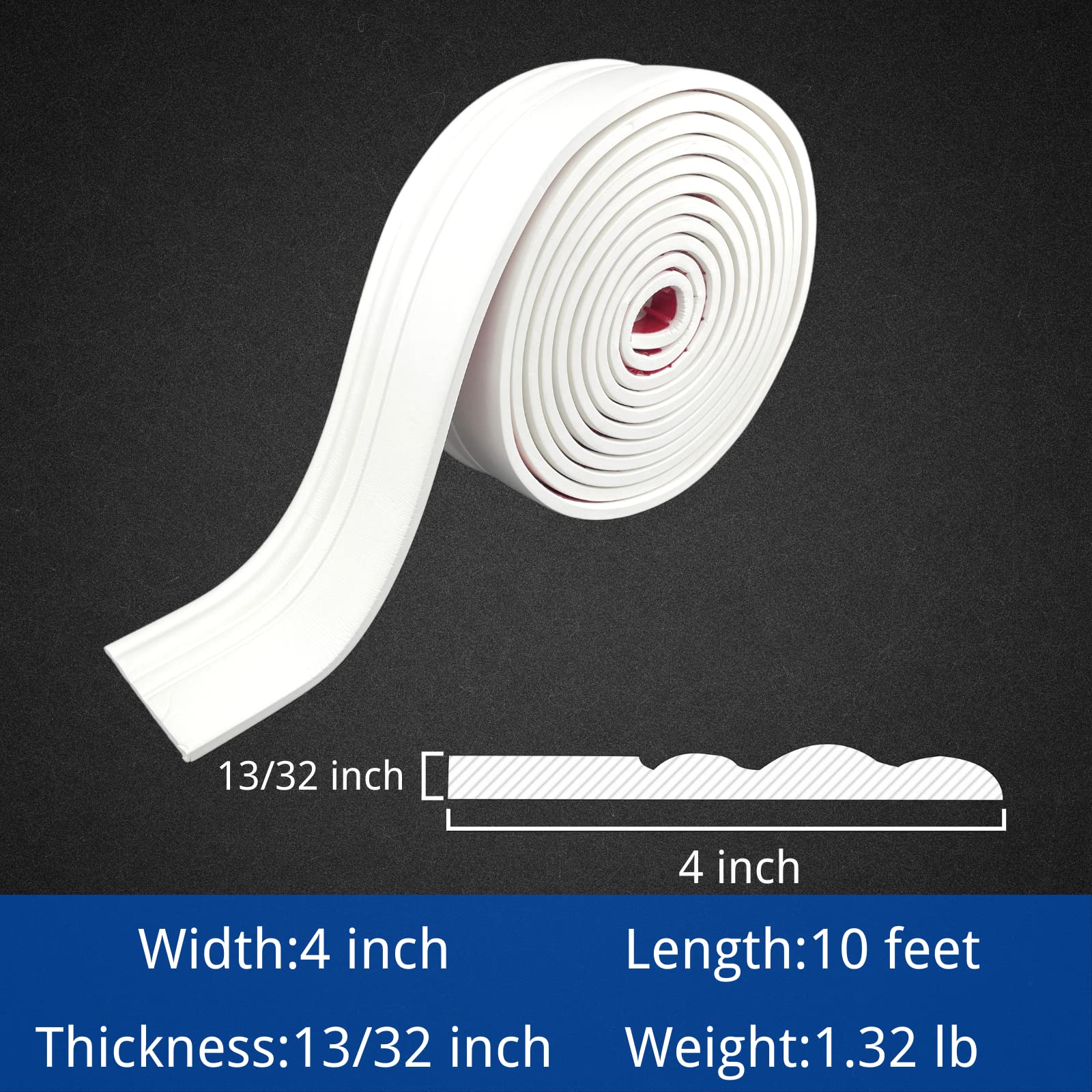 COUKIU baseboard adhesive peel-back detail for easy application on smooth surfaces