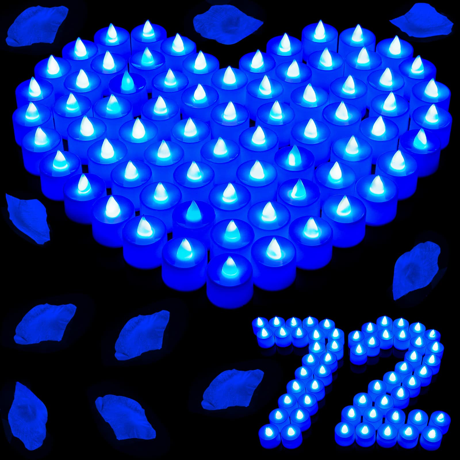 Coume blue flameless tealight candle for romantic table decor.