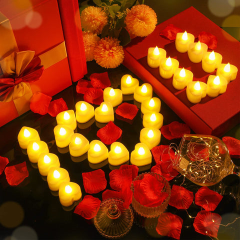 Coume 72 LED heart tealights create warm candlelike glow