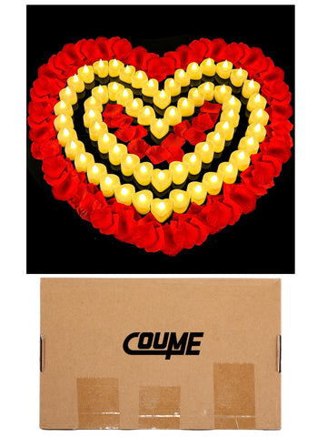 Coume valentines night display with petals and candles