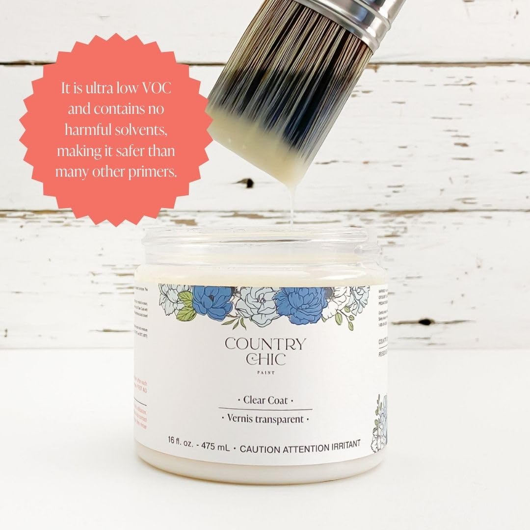 Country Chic Paint Clear Coat easy application on furniture and wood.