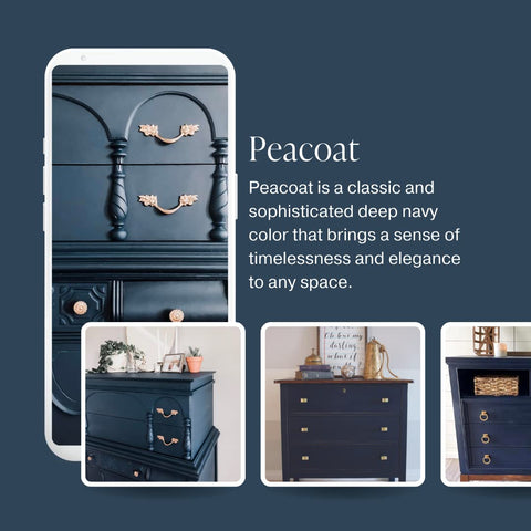 Country Chic Peacoat Navy swatch demonstrates chalky matte finish for vintage look.