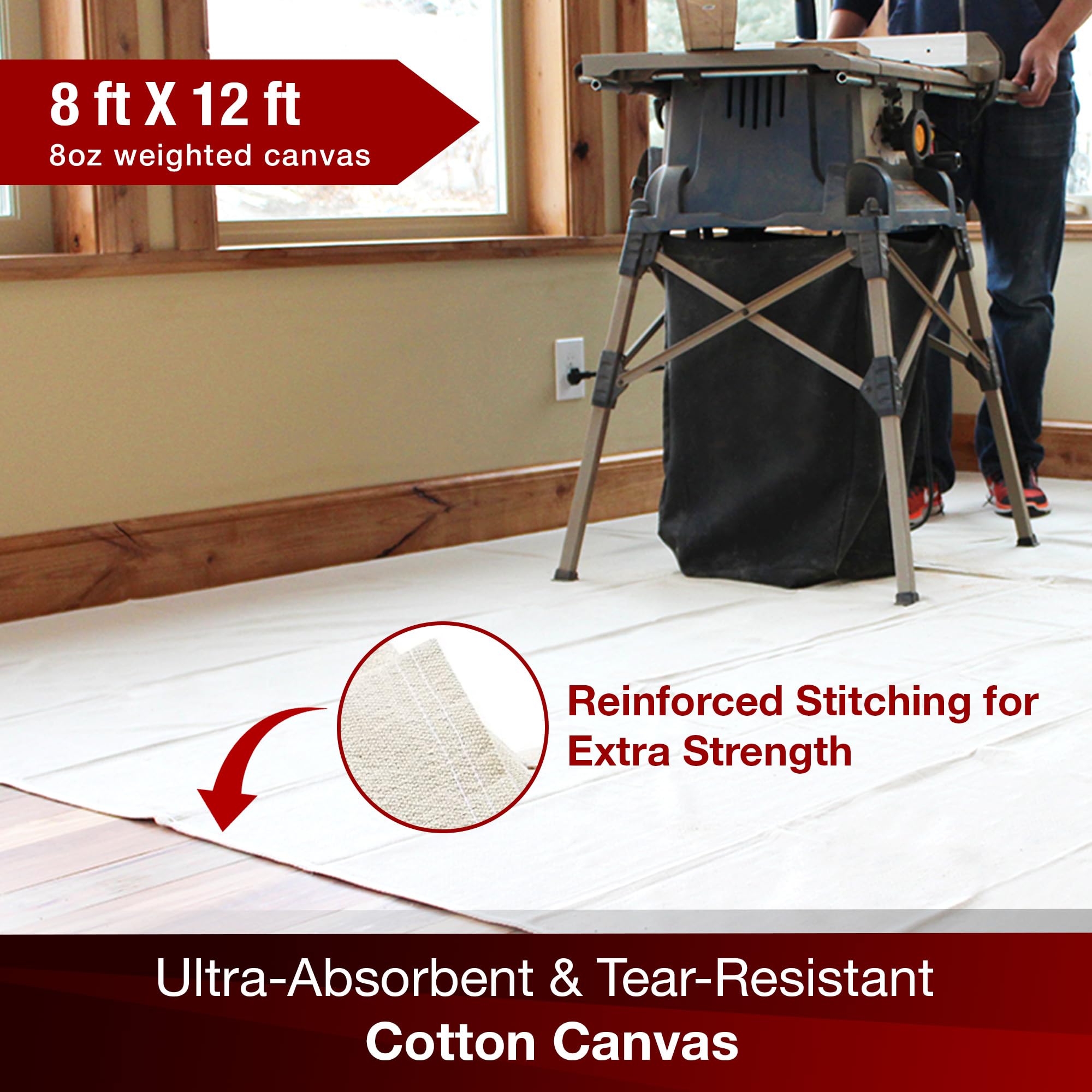 CoverGrip Drop Cloth Depot folded closeup highlighting easy cleanup and storage.