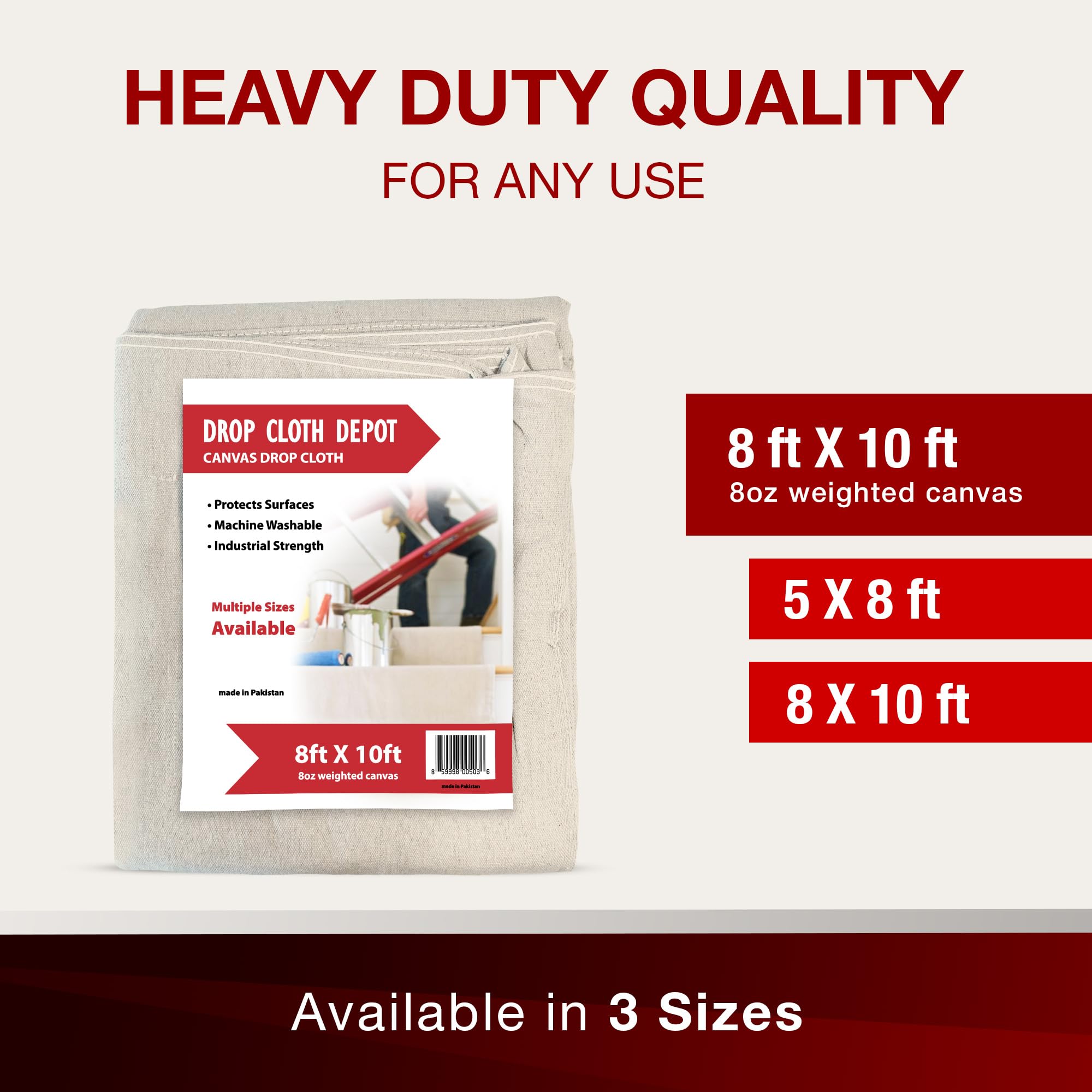 CoverGrip Drop Cloth Depot canvas texture highlights heavy-duty protection.
