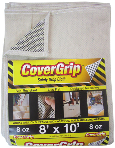CoverGrip safety drop cloth front view on sturdy 8 oz canvas protects surfaces