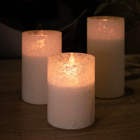 COVEGE white glass flameless candles 3x6 bedroom mantel glow