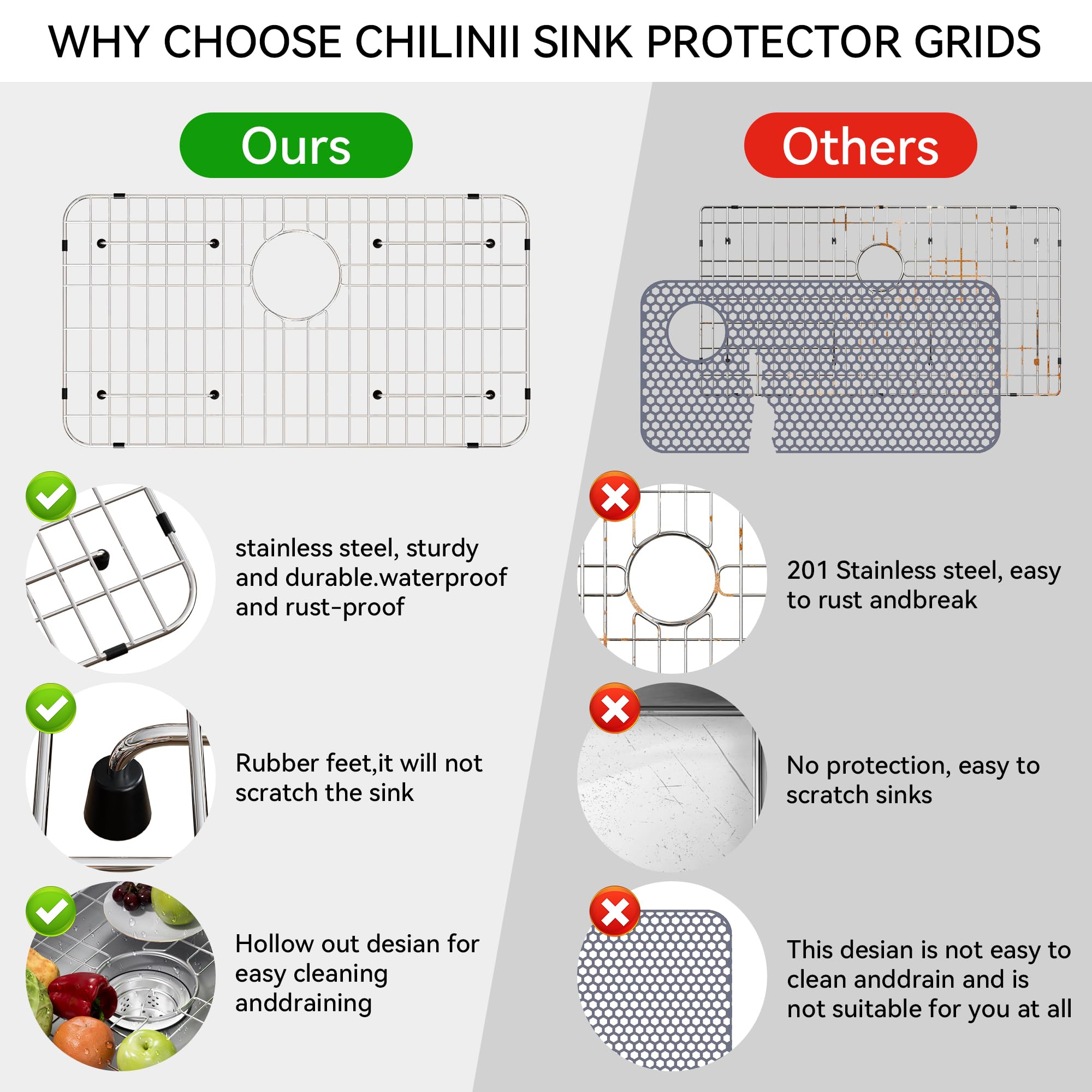 Cowherding grid is easy to rinse with hot water for quick cleaning.