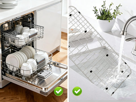 Cowherding grid non-slip feet protect the sink and prevent sliding.