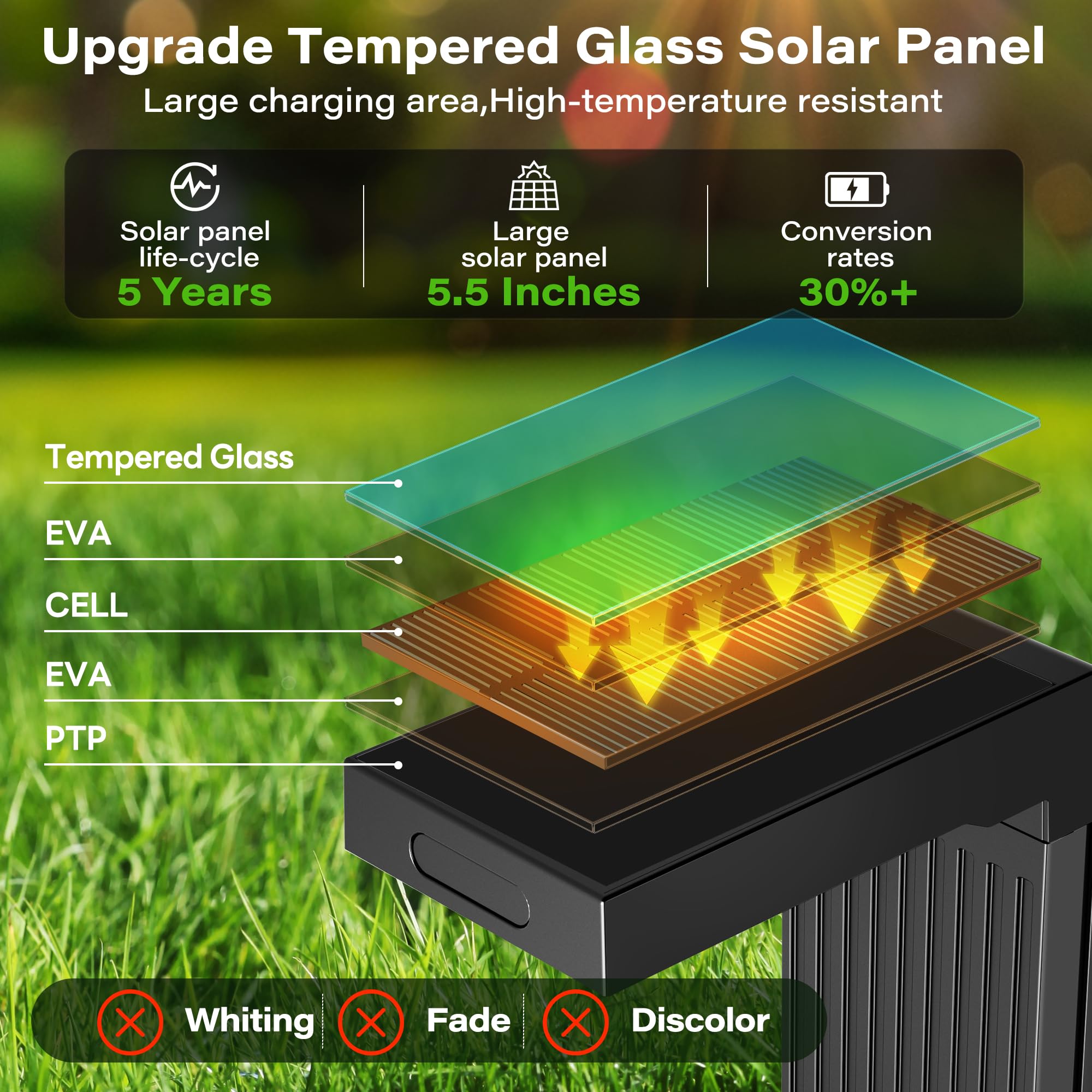 COXSENI solar pathway lights six-pack mounted along a garden path for easy installation.