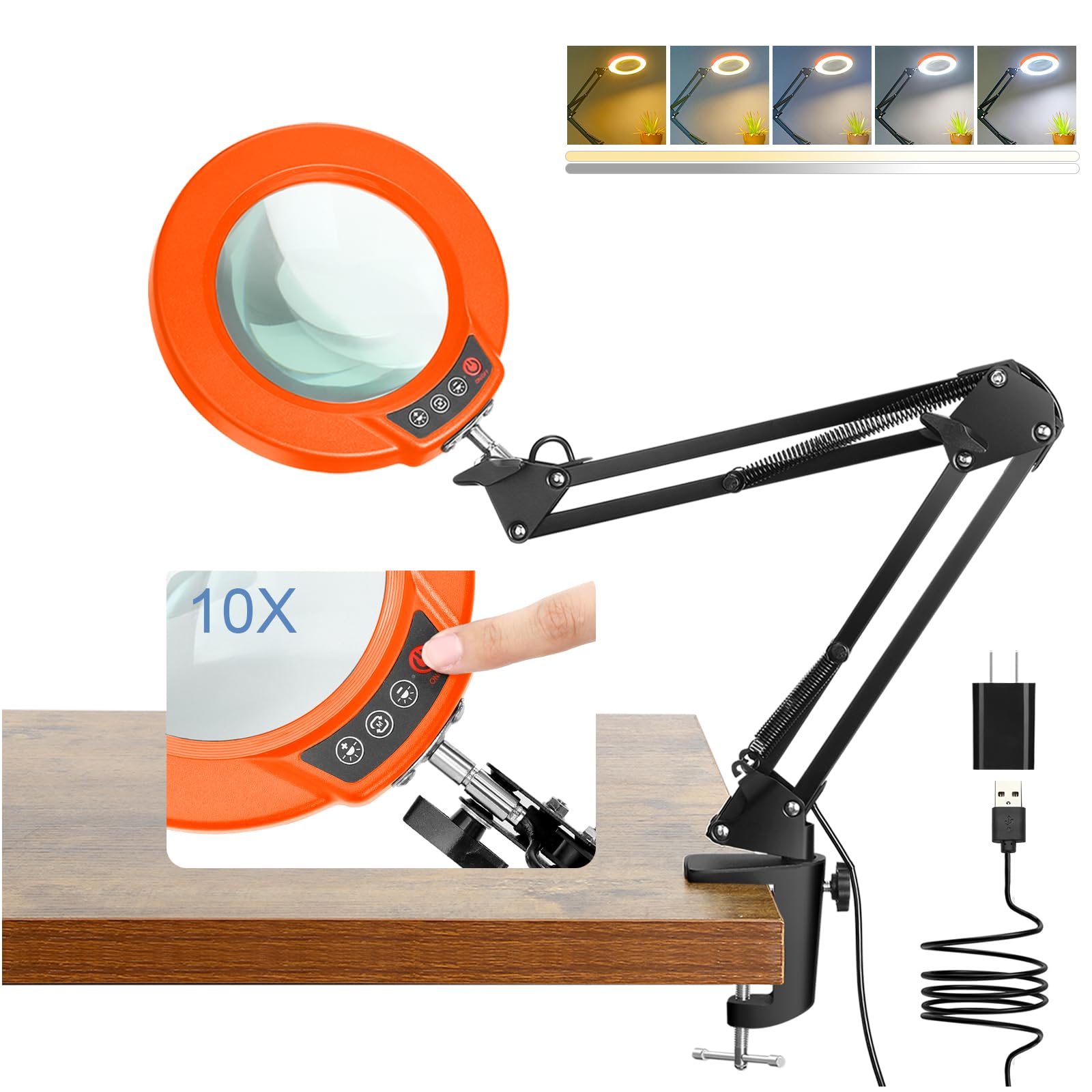 Coyeth 10X magnifier with light for close work like crafts and reading.
