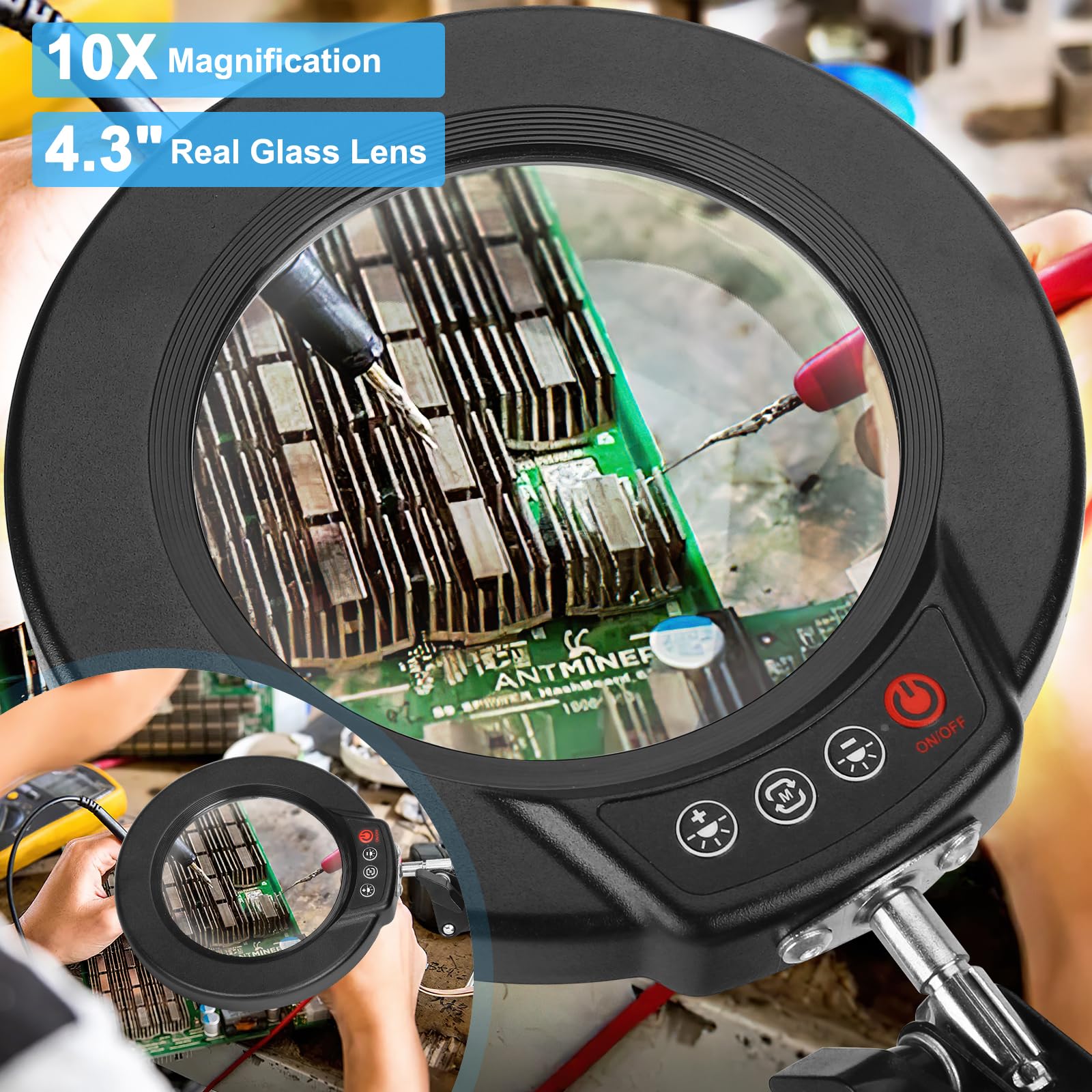 Coyeth magnifier with light featuring an upgraded head button for simple use