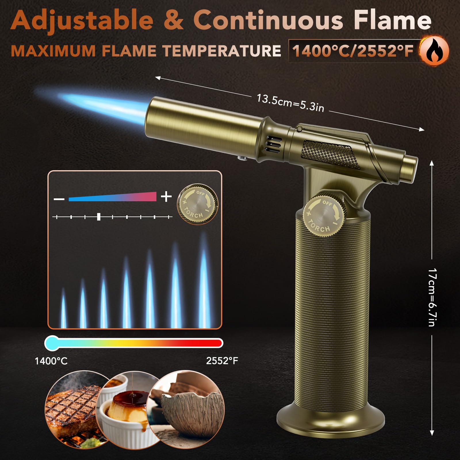 CoYLBod flame-lock system keeps the flame steady during long tasks