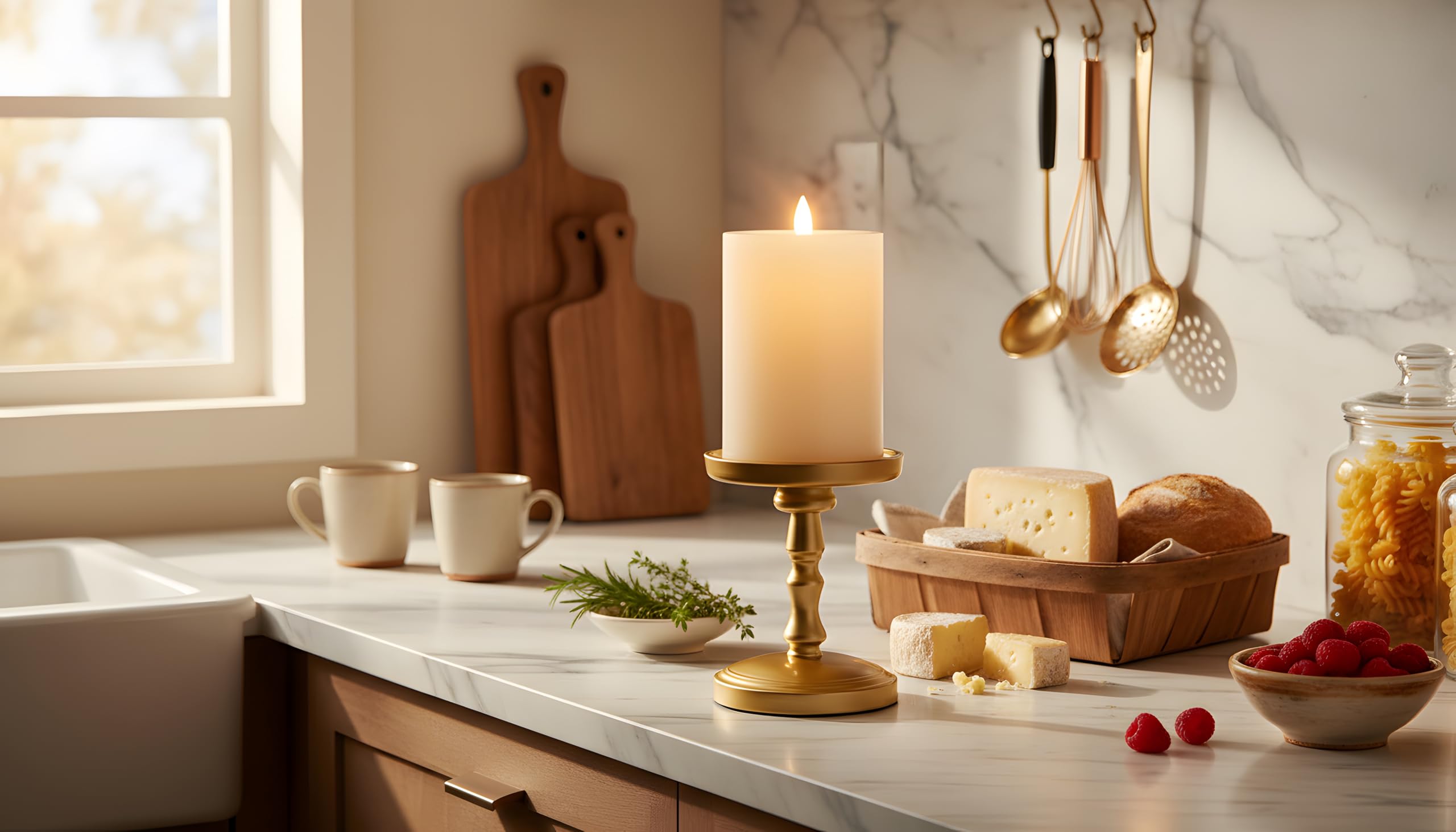 CozierGlow remote timer candle in ivory enables easy mood control.