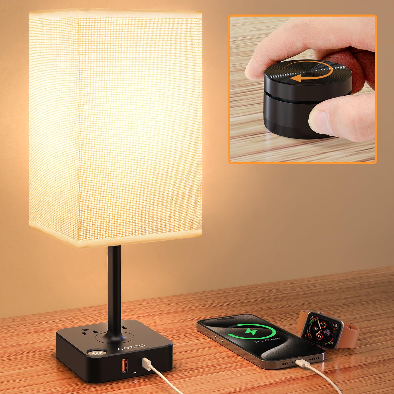COZOO bedside lamp with remote control for convenient bed side operation