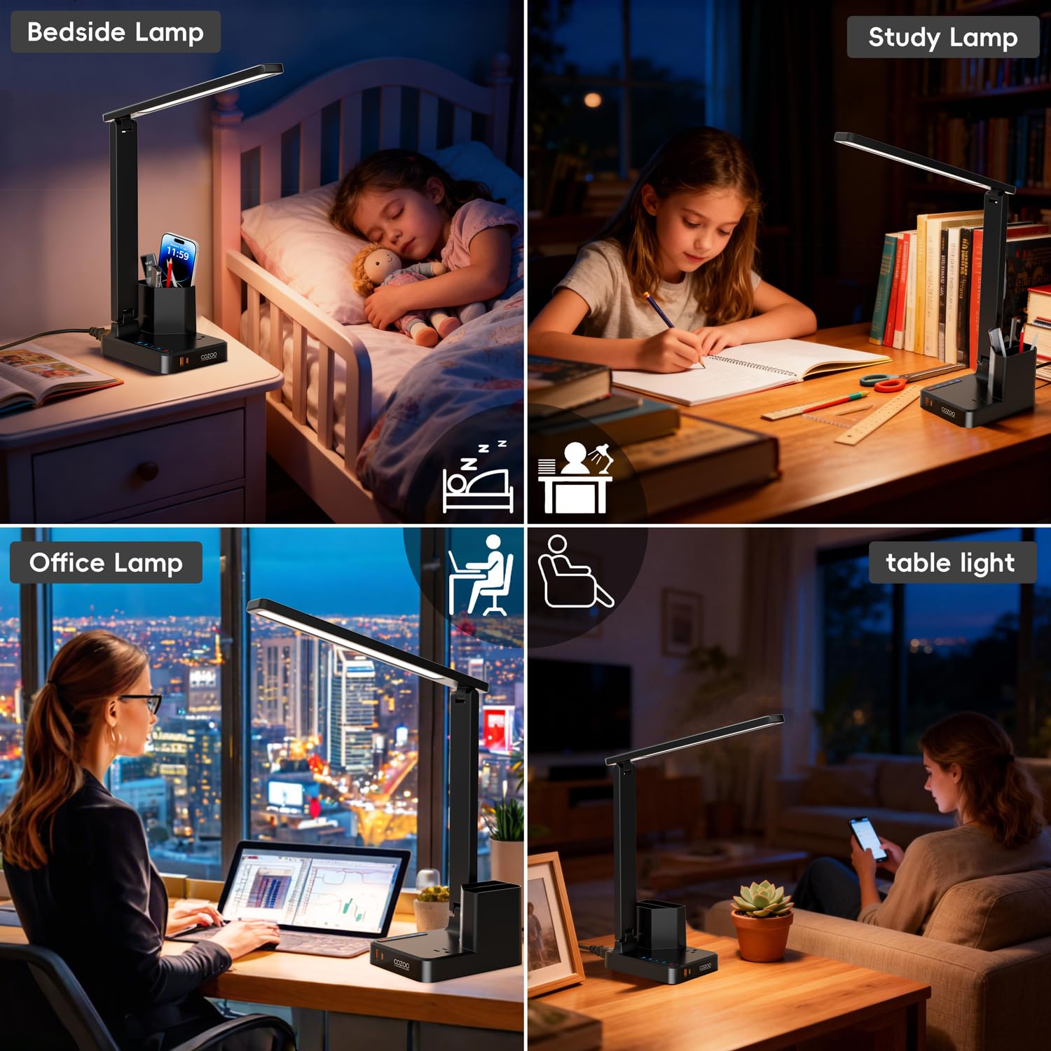 Cozoo LED lamp offers color temperature control for warm to cool study light