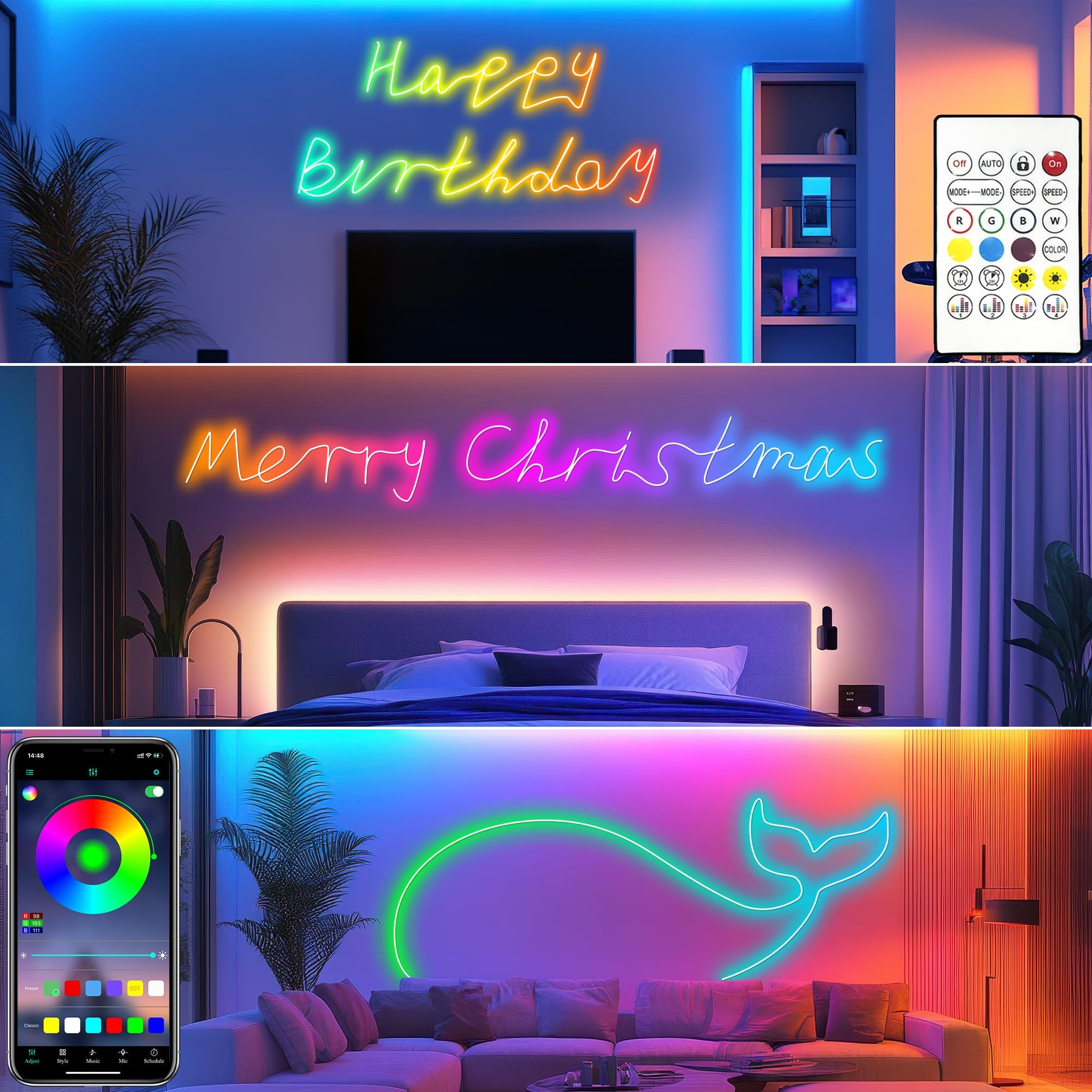 Cozylady RGB neon rope light creates romantic scenes for events