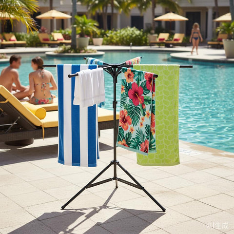 CozyNova Pool Towel Rack Outdoor: sturdy freestanding setup for towels.