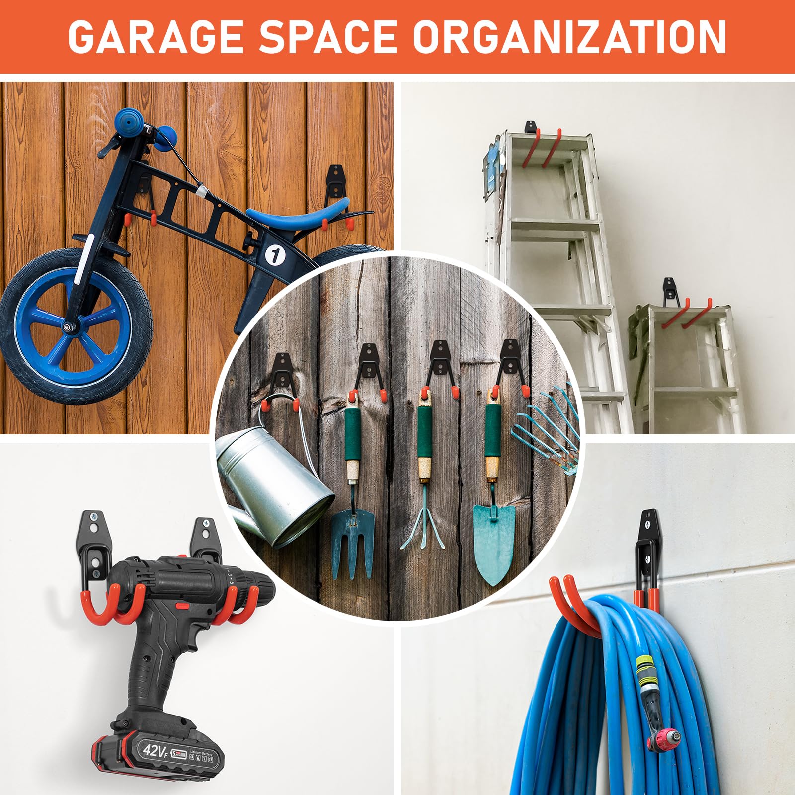 Cpais bike hanging hook on wall keeps bike ready to grab.