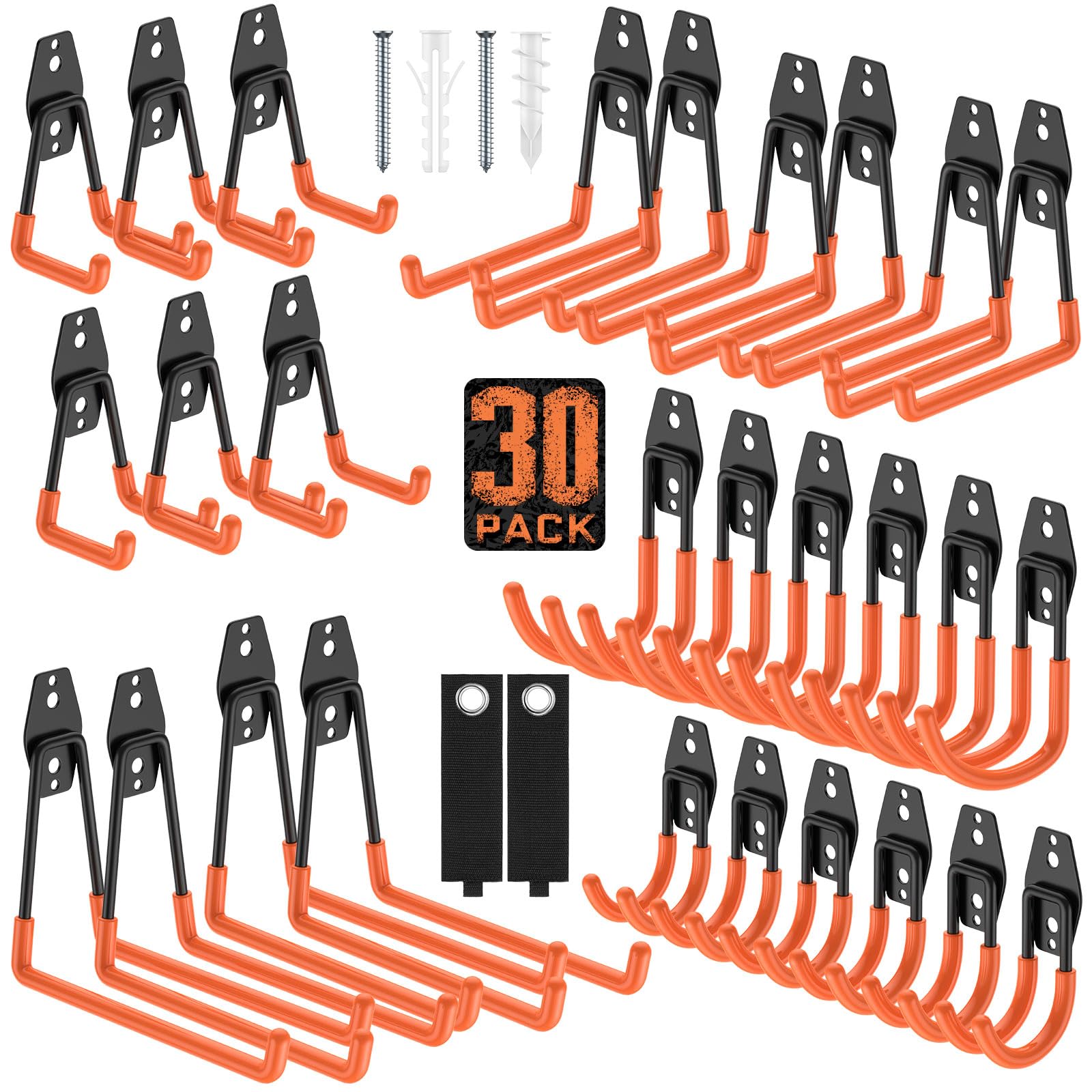 Cpais garage hooks with anti-slip coating on wall for secure storage.