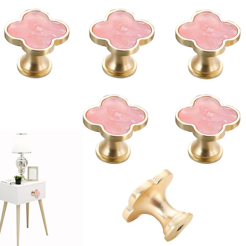 CPELLESSE pink clover knob 32mm on dresser for decorative update