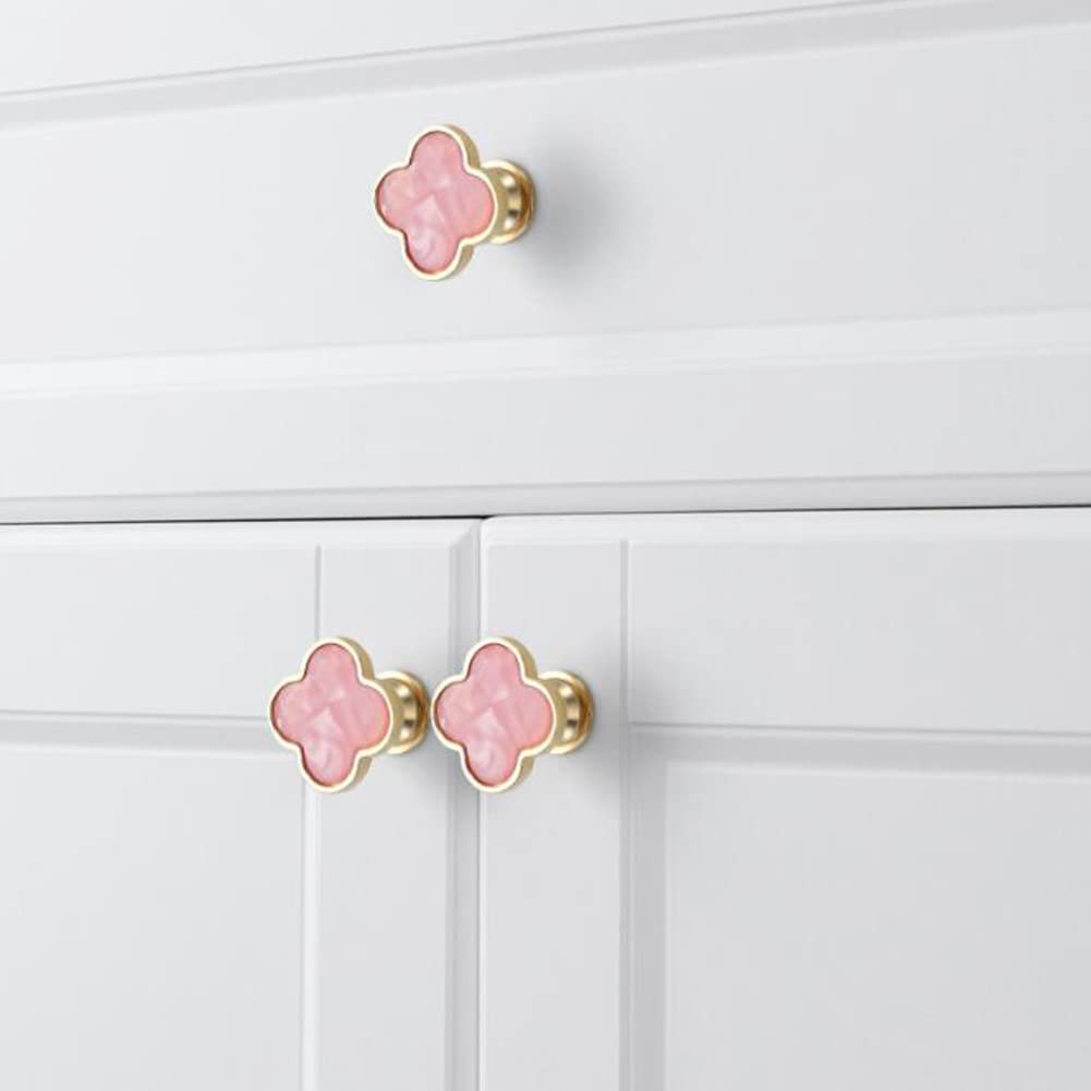 CPELLESSE drawer hardware pink clover with brushed zinc alloy finish