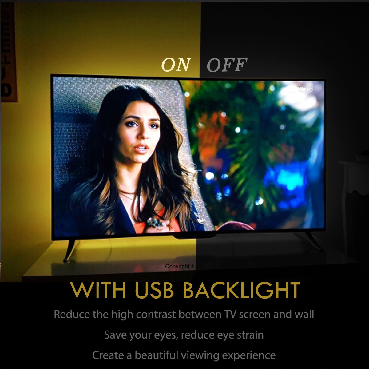 CPLID RGB LED strip, 18ft, provides vivid ambient lighting.