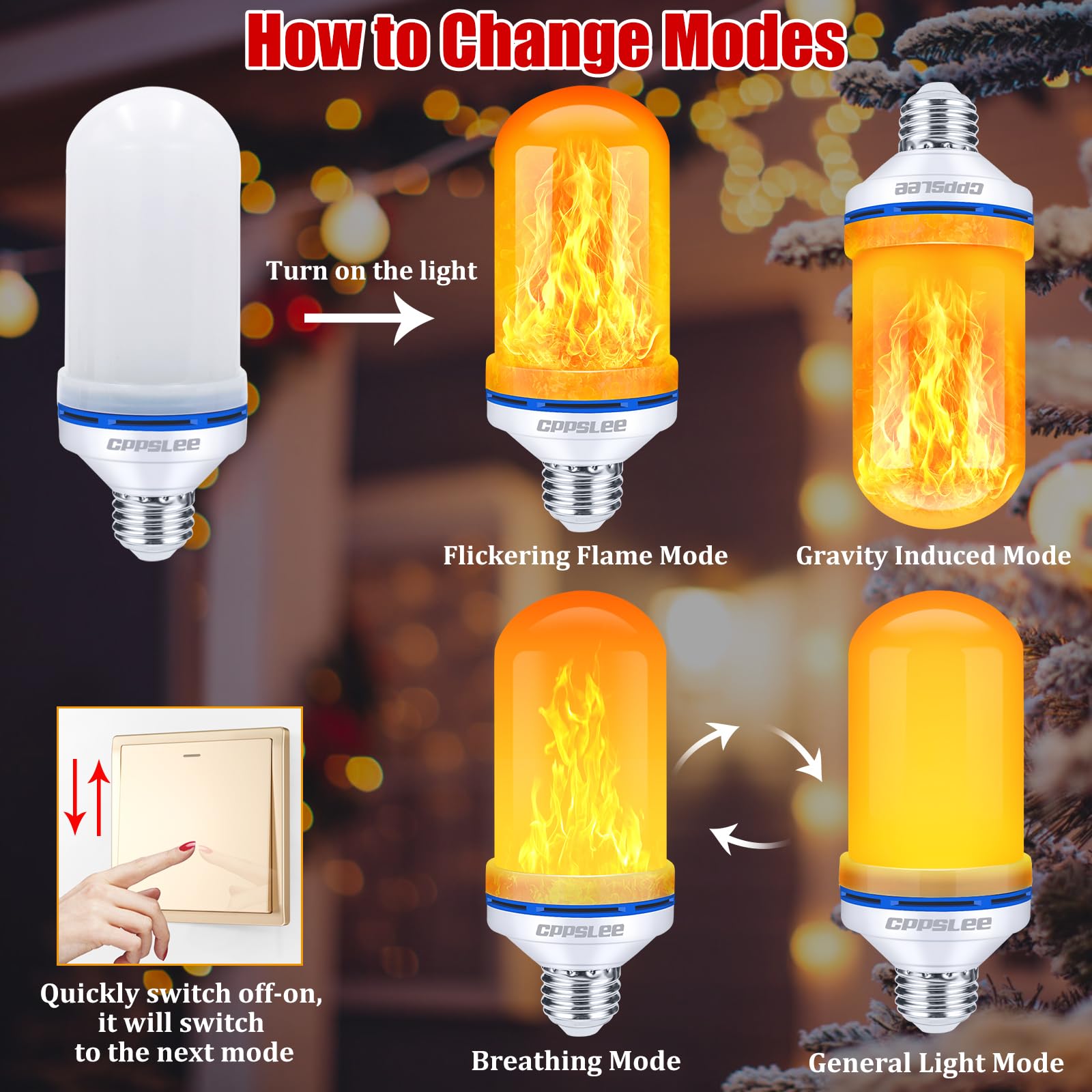 CPPSLEE 3W flame bulb delivers warm glow with low energy use