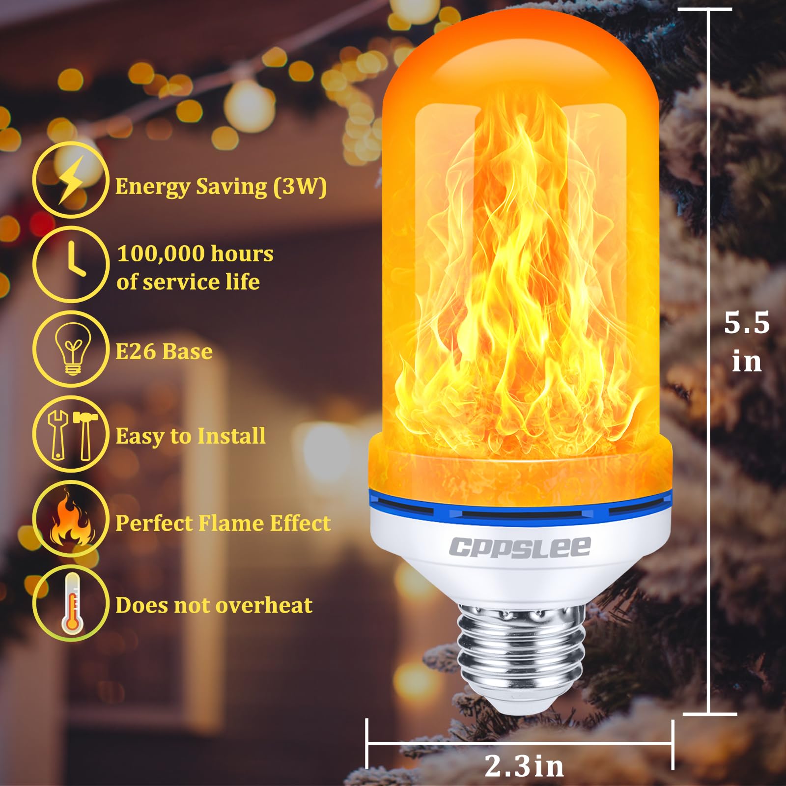 CPPSLEE E26 base flame bulb suitable for lanterns.