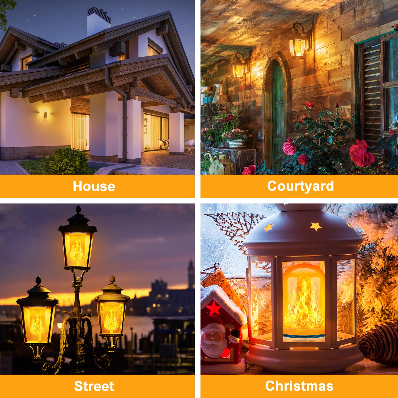 CPPSLEE LED flame bulb four modes for versatile mood lighting.