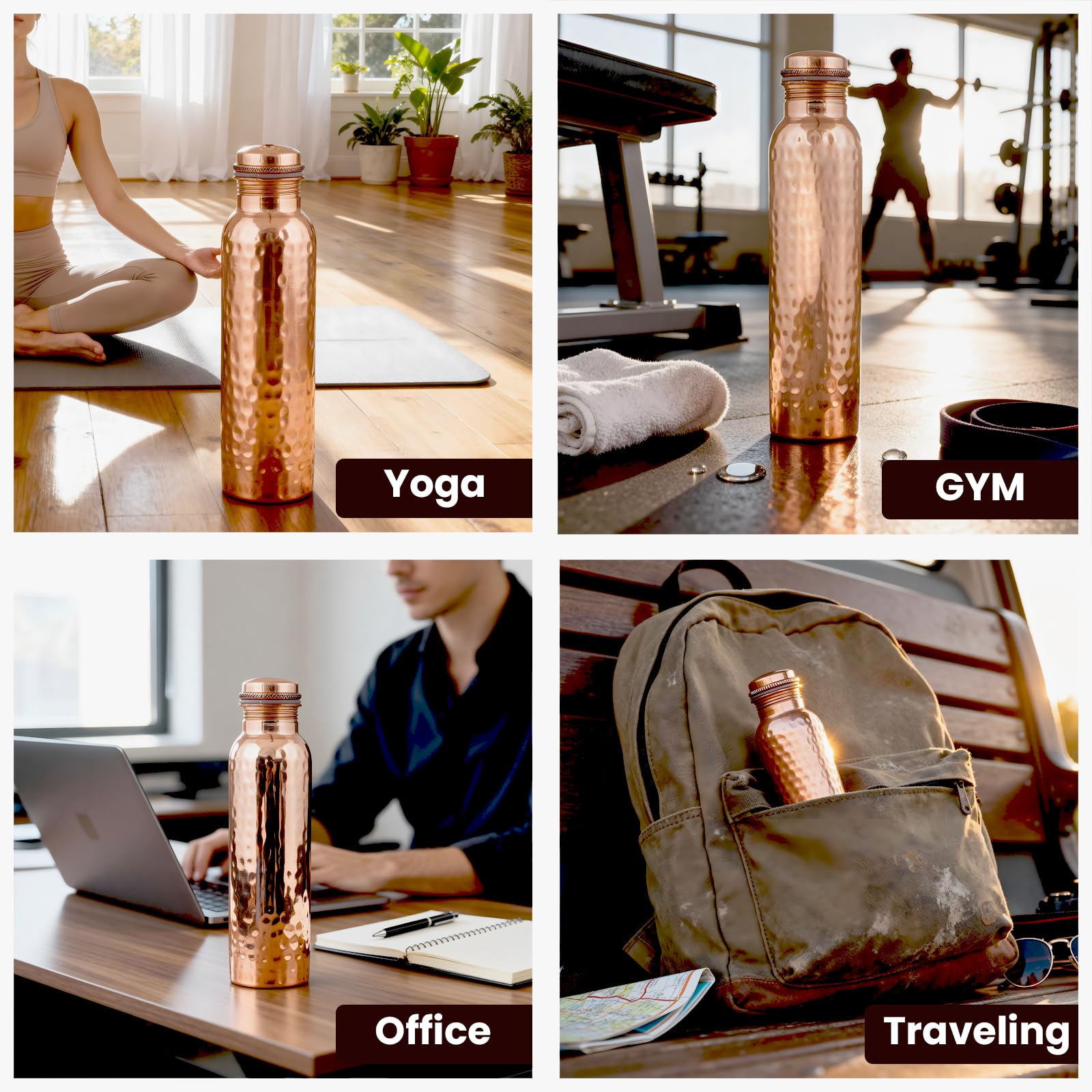 Craft Trade copper bottle with jute carry case for easy transport