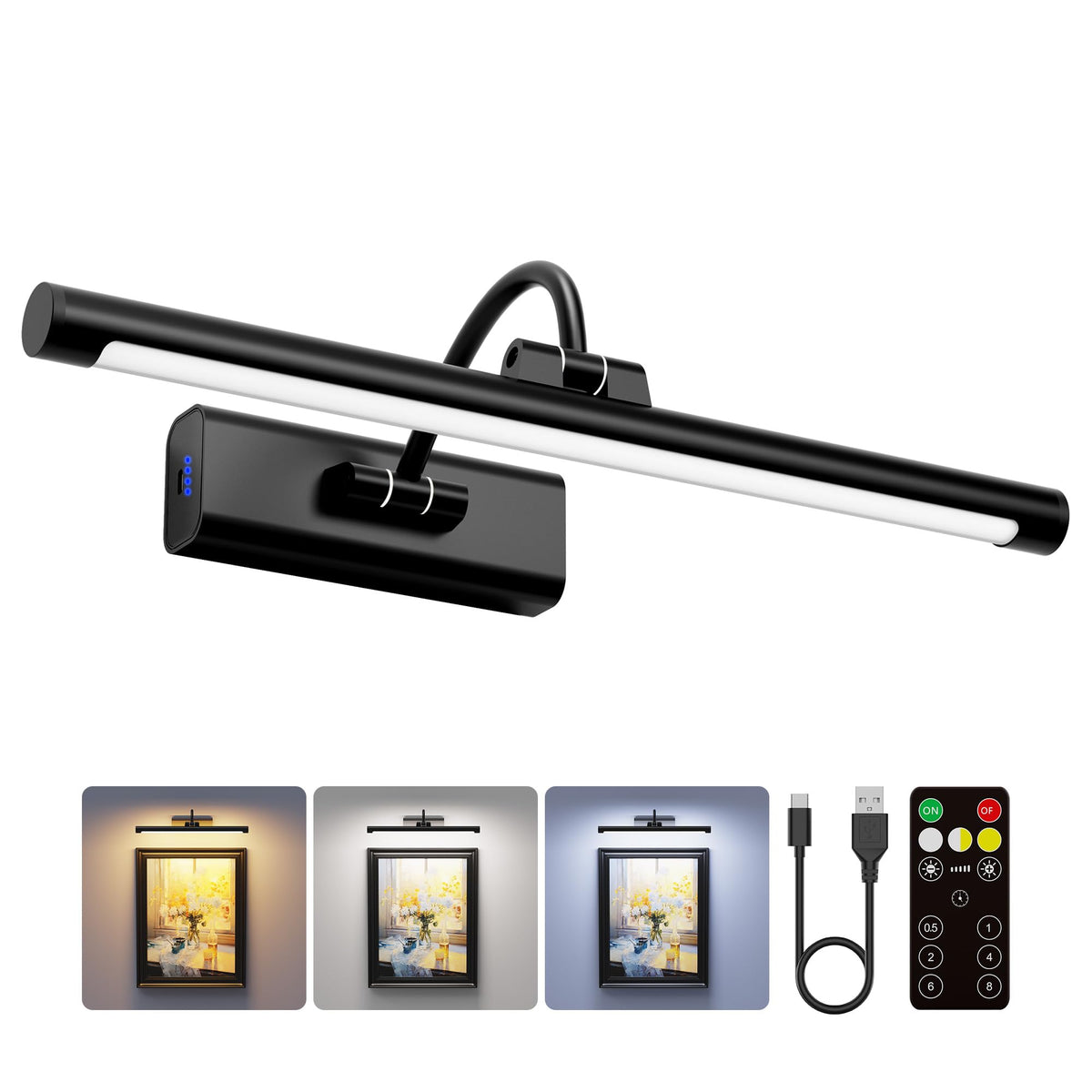 Craftersmark 16-inch picture light with battery for extended artwork illumination.