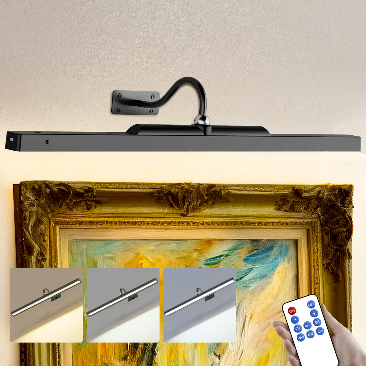 Craftersmark 24-inch black picture light with remote for gallery lighting