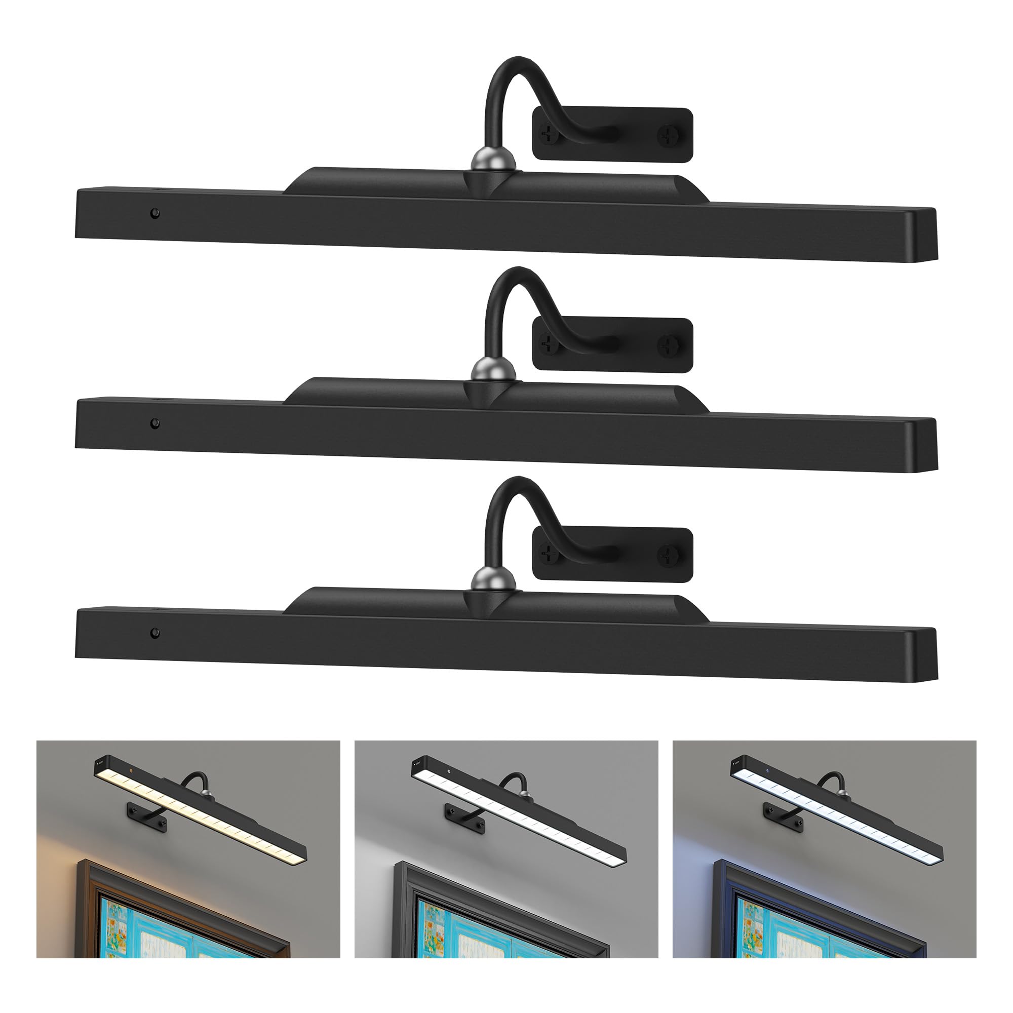 Craftersmark 3Pack picture light front view for wall art illumination