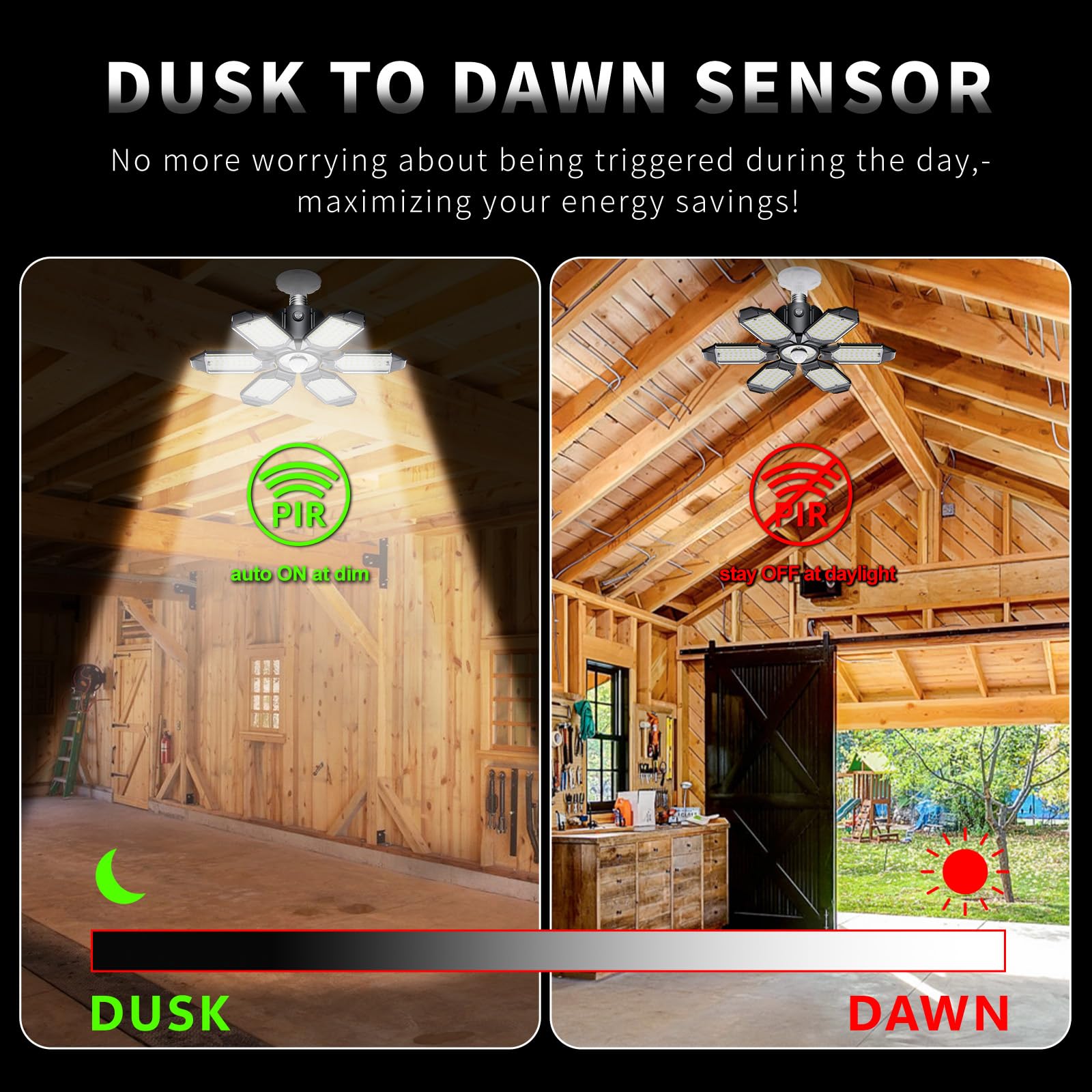 Craftersmark dusk-to-dawn sensor activates at night for secure lighting.